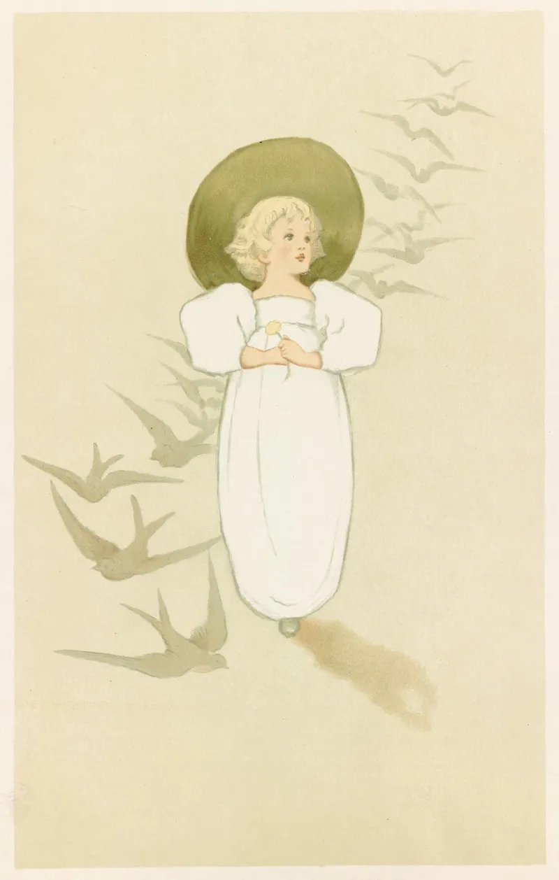 Little Girl With Swallows