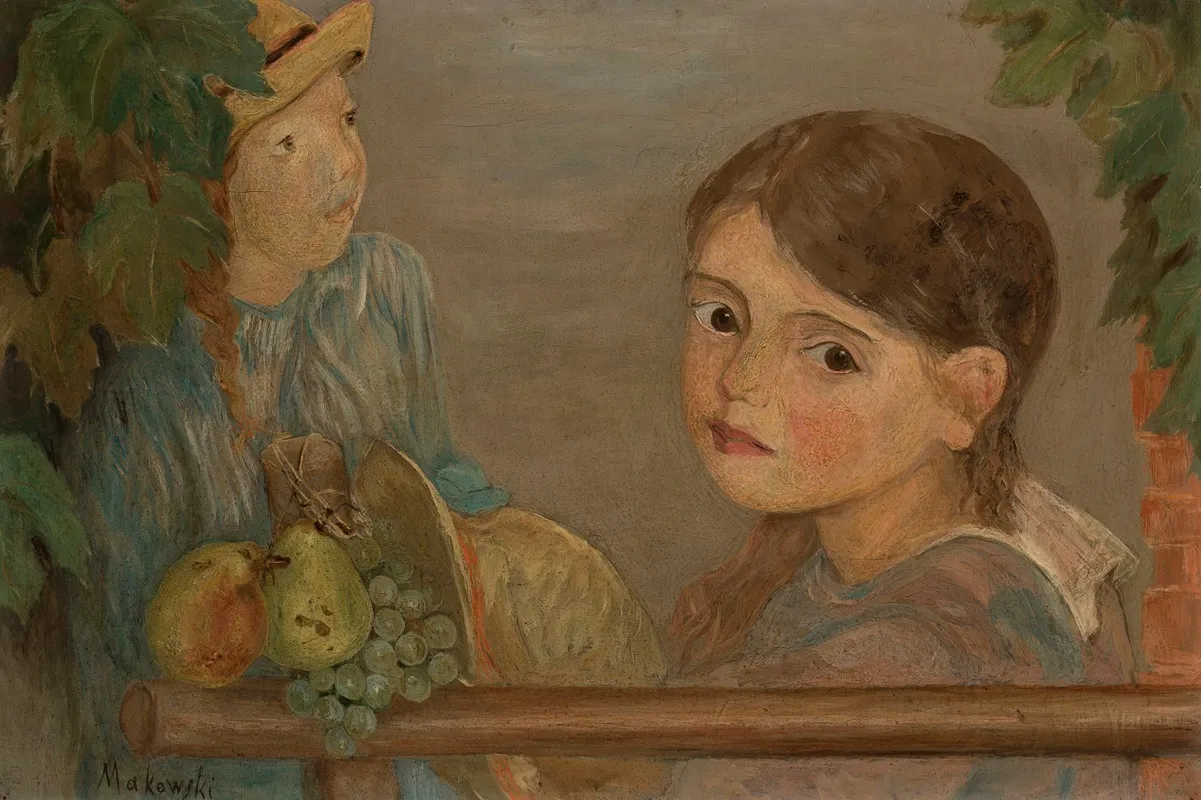Little Girls With Grapes Wall Art by Tadeusz Makowski - High-Resolution Digital Print