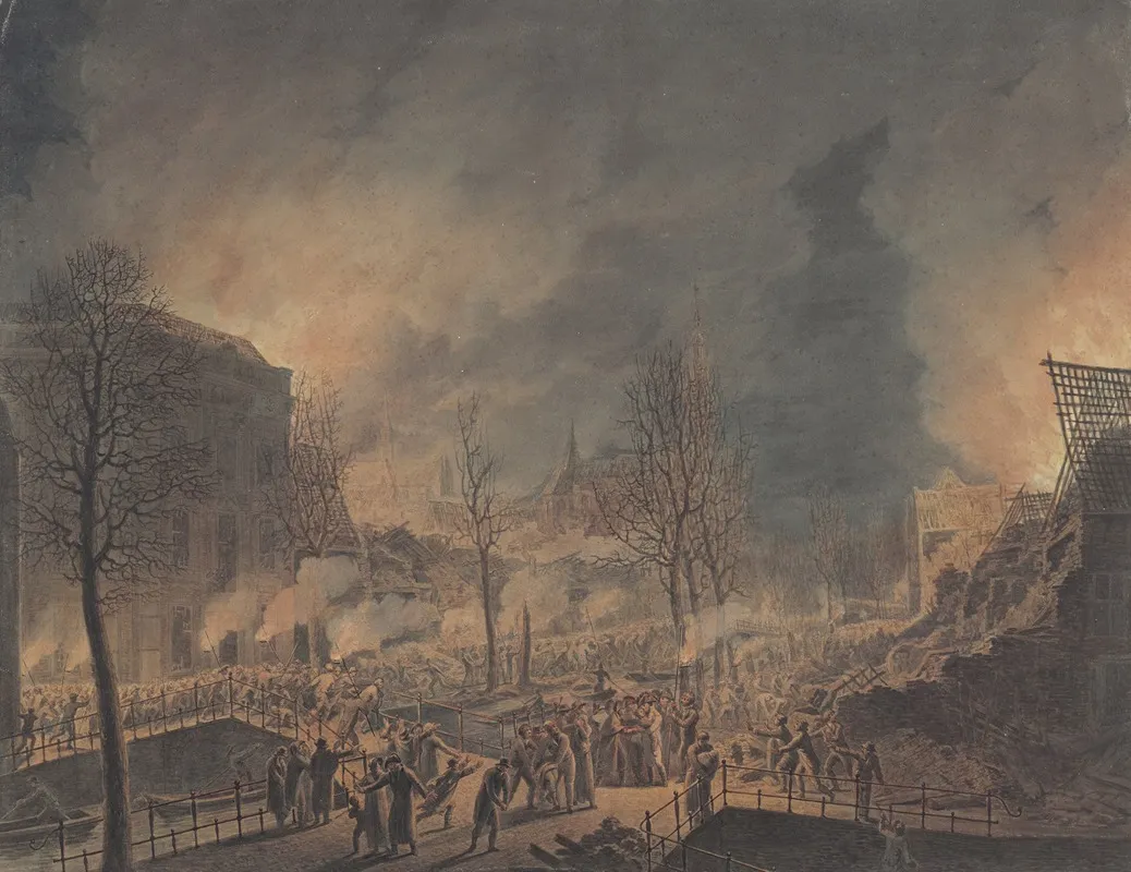 Lodewijk Napoleon Bezoekt De Ruines Op Het Rapenburg Te Leiden Na De Ontploffing Van Het Kruitschip Op 12 Januari 1807
