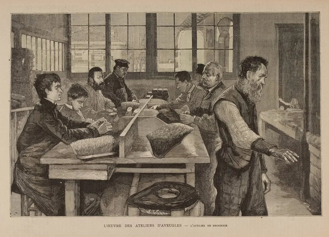 Loeuvre Des Ateliers Daveugles Latelier De Brosserie Wall Art by Henri Auguste Dochy - High-Resolution Digital Print