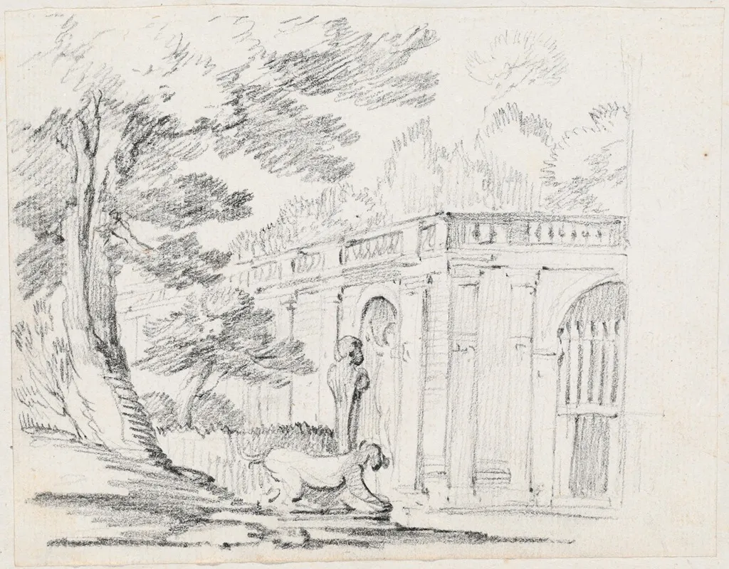 Loggia And Statuary In An Italian Garden