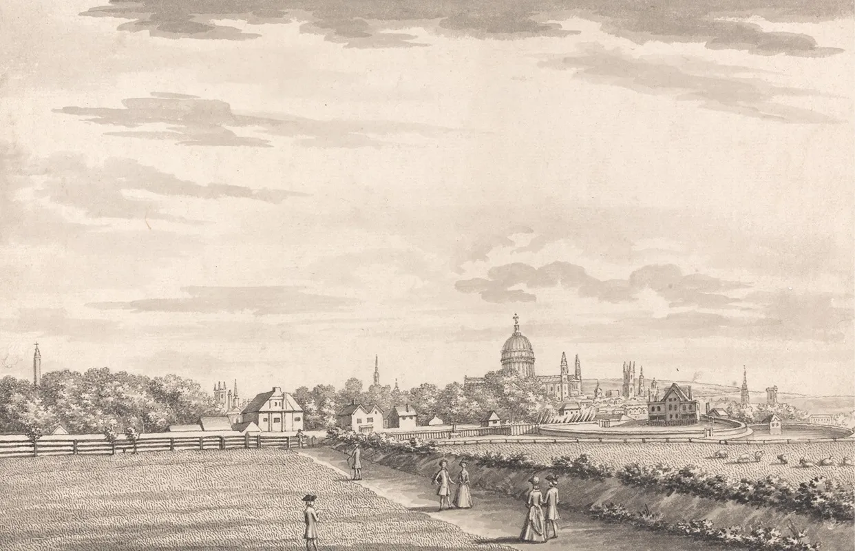 London A View Toward The City And St Pauls From The North West Wall Art by Bernard Lens III - High-Resolution Digital Print
