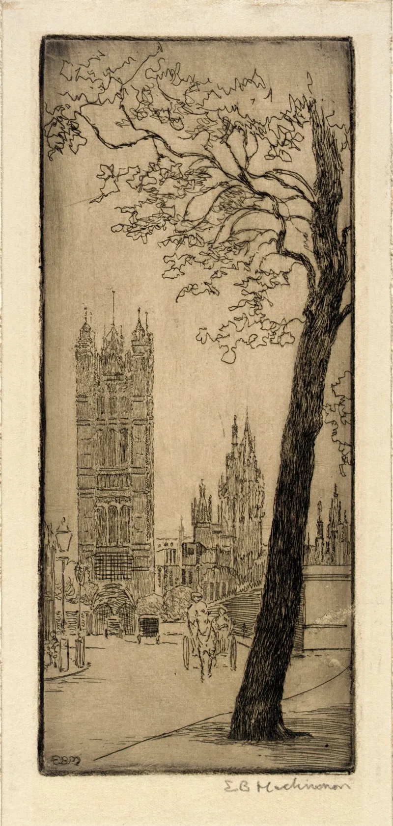 London Scene With Church Wall Art by Esther Blaikie MacKinnon - High-Resolution Digital Print