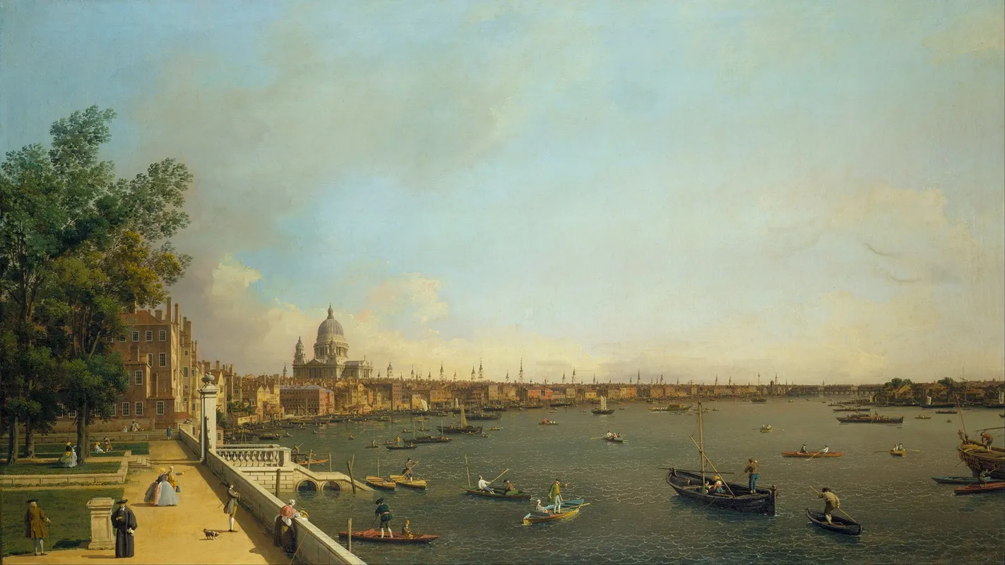 London The Thames From Somerset House Terrace Towards The City Wall Art by Canaletto - High-Resolution Digital Print