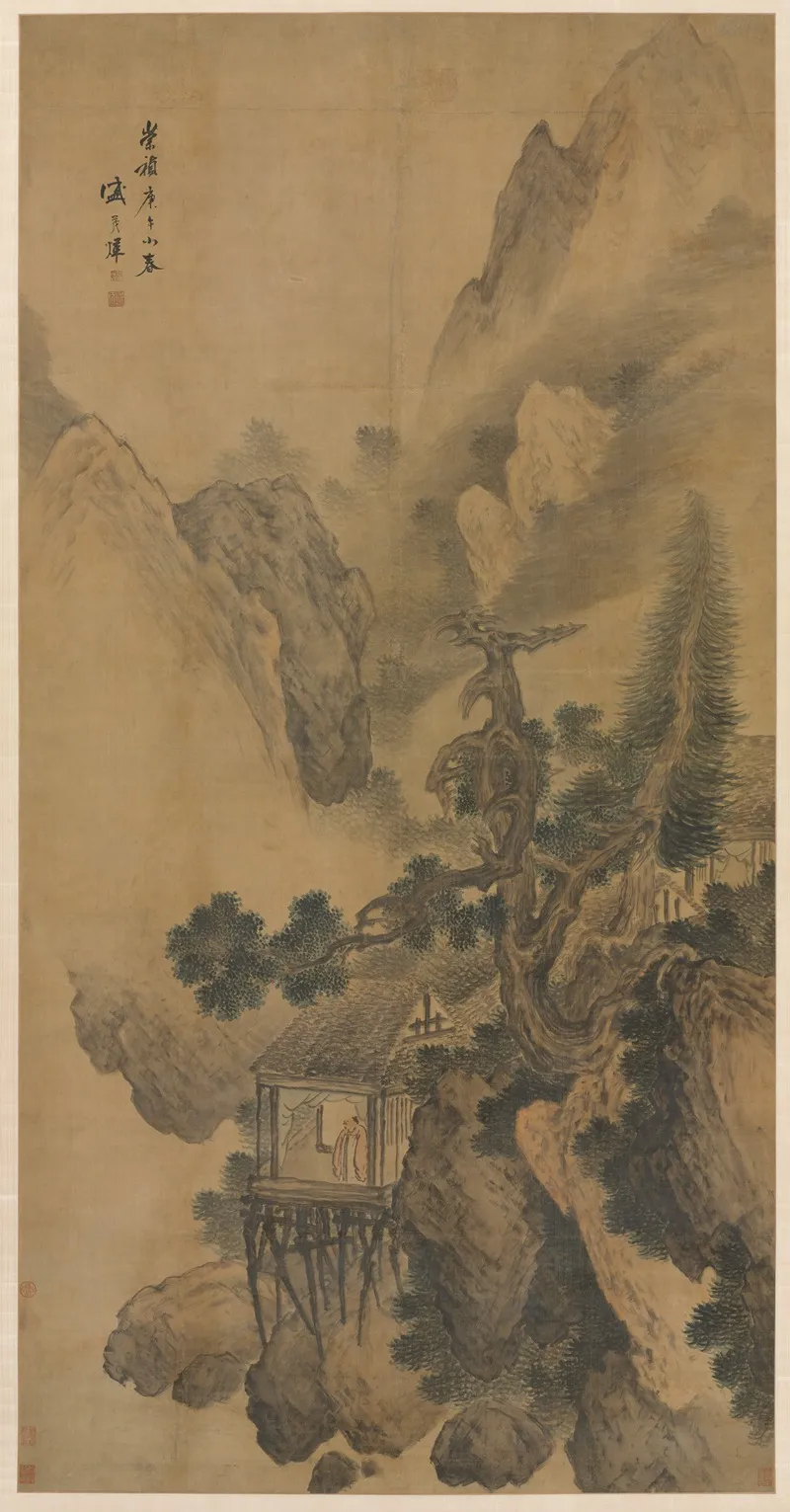 Lonely Retreat Overlooking A Misty Valley Wall Art by Sheng Maoye - High-Resolution Digital Print