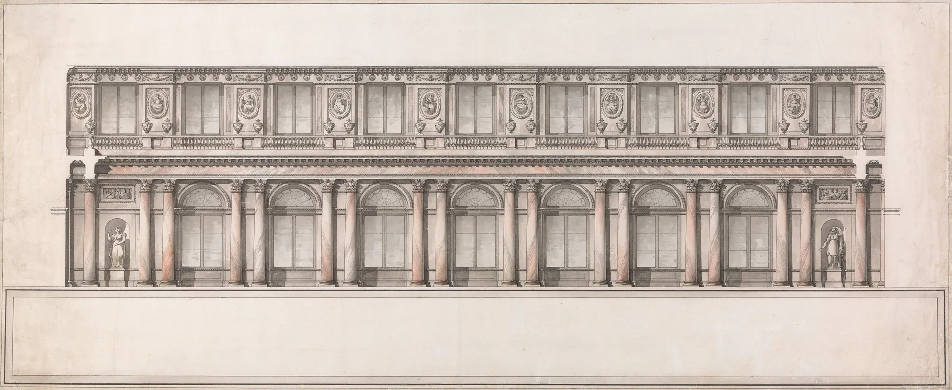 Longitudinal Section Of Great Throne Room Saint Georges Hall Winter Palace Saint Petersburg Wall Art by Giacomo Quarenghi - High-Resolution Digital Print