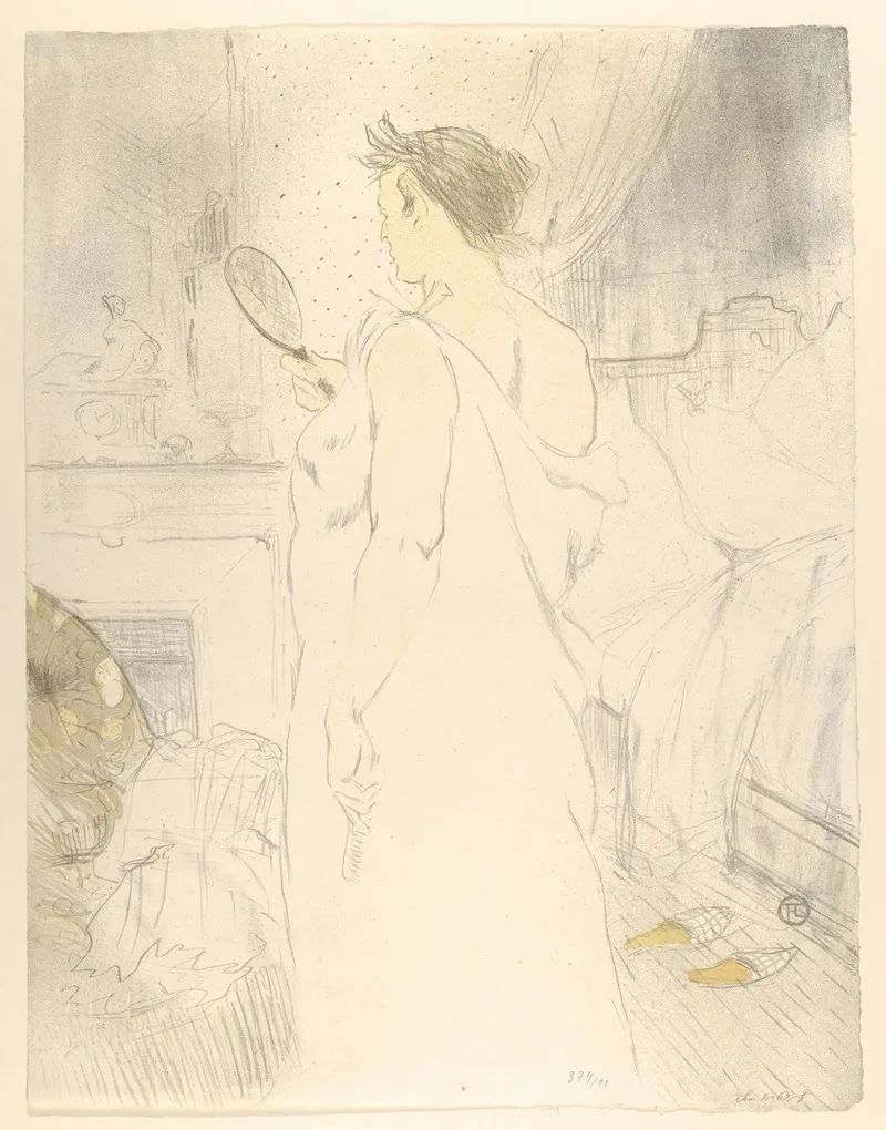 Looking In A Mirror Wall Art by Henri de Toulouse-Lautrec - High-Resolution Digital Print