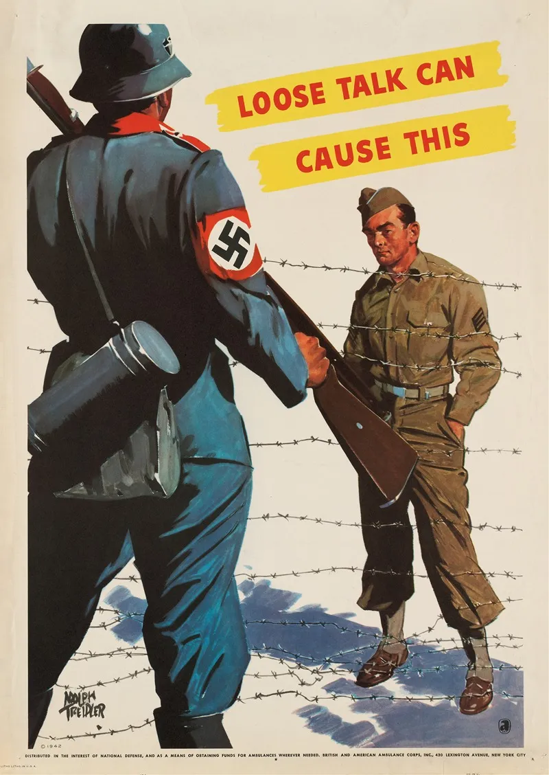 Loose Talk Can Cause This Wall Art by Adolph Treidler - High-Resolution Digital Print
