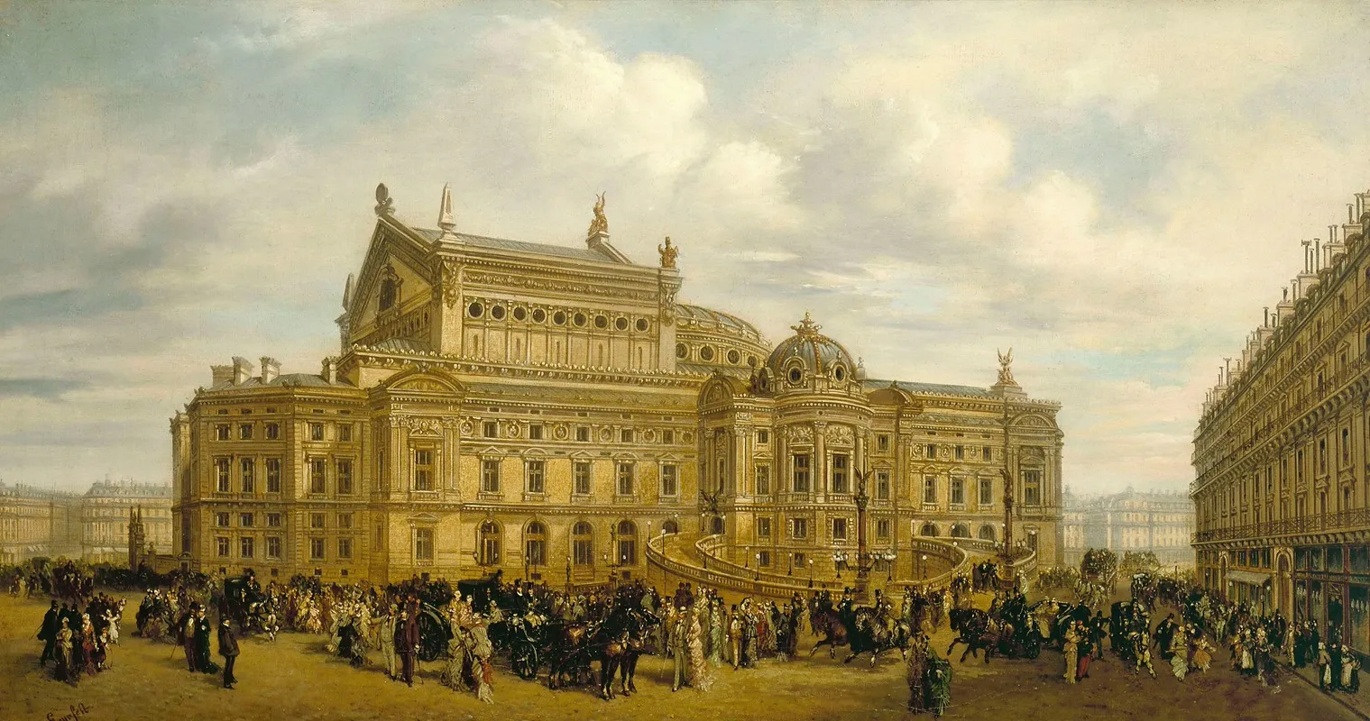 Lopera Garnier Vu De La Rue Auber Vers 1880 9eme Arrondissement Wall Art by Léonard Saurfelt - High-Resolution Digital Print