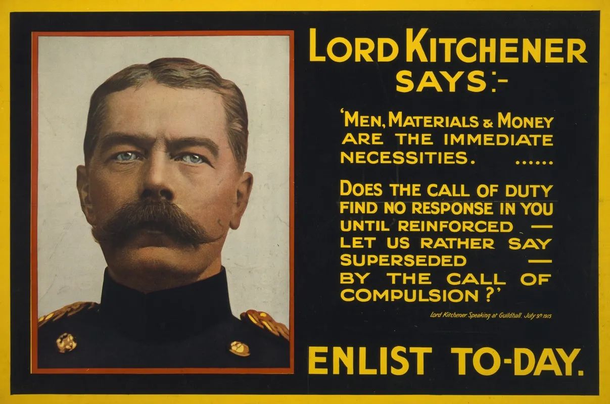Lord Kitchener Says Enlist To Day Wall Art by David Allen & Sons - High-Resolution Digital Print
