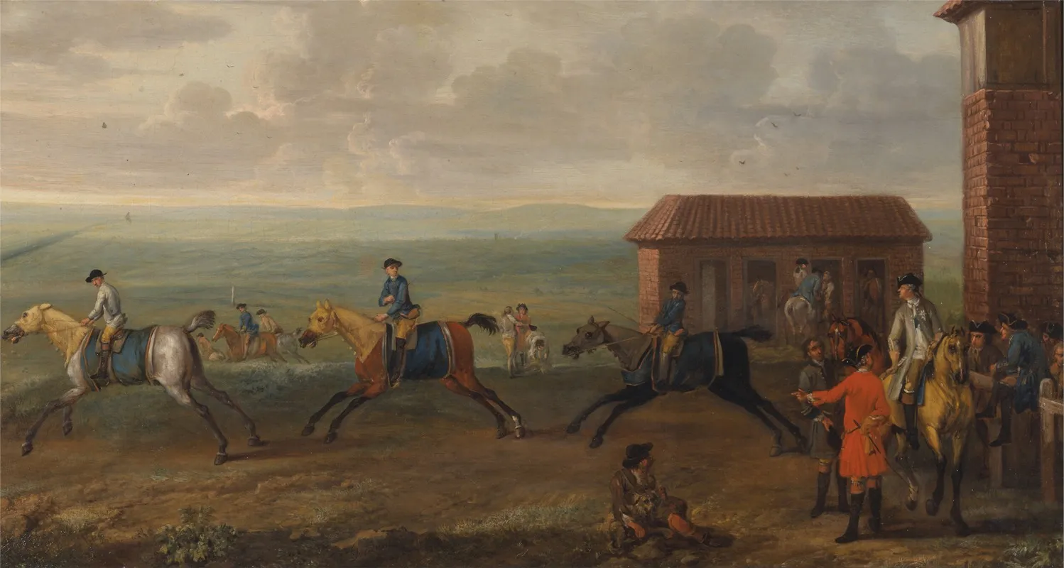 Lord Portmore Watching Racehorses At Exercise On Newmarket Heath