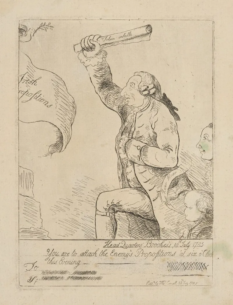 Lord Sackville Attacking The Irish Propositions Wall Art by James Sayers - High-Resolution Digital Print