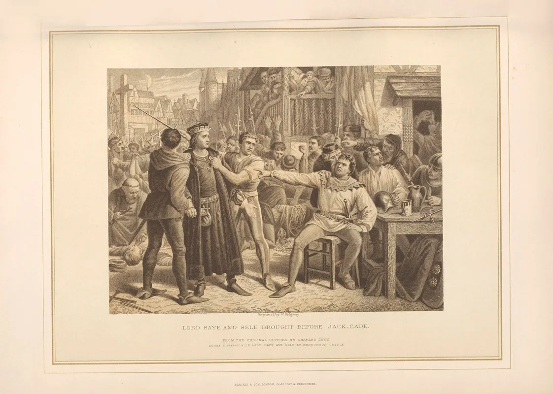 Lord Saye And Sele Brought Before Jack Cade Charles Lucy Wall Art by Thomas Archer - High-Resolution Digital Print