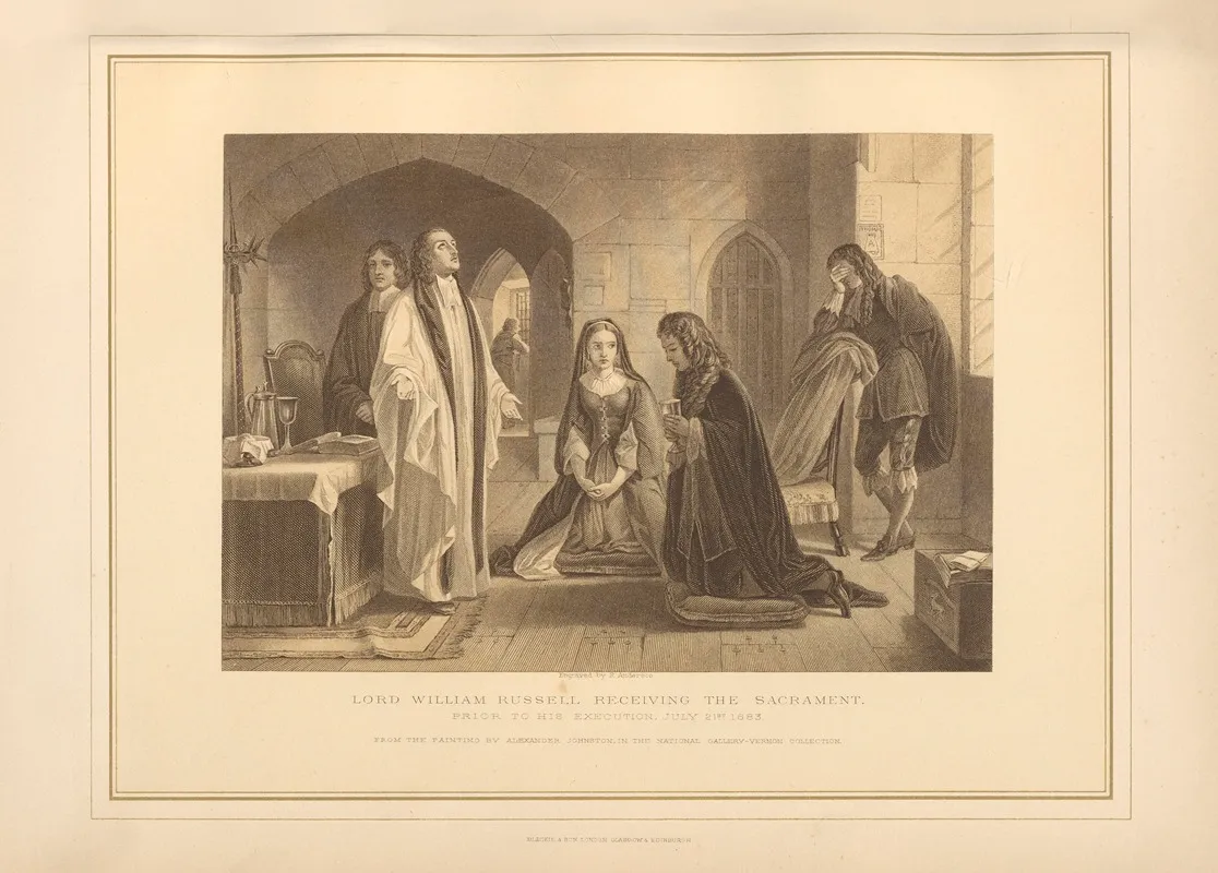 Lord William Russell Receiving The Sacrament Prior To His Execution Alexander Johnston Wall Art by Thomas Archer - High-Resolution Digital Print