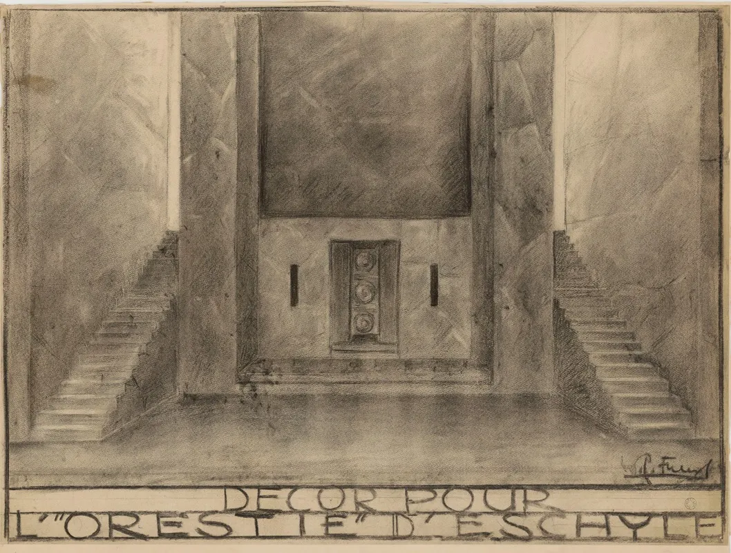 Lorestie Maquette De Decor Entree De Temple Encadree Par Deux Escaliers