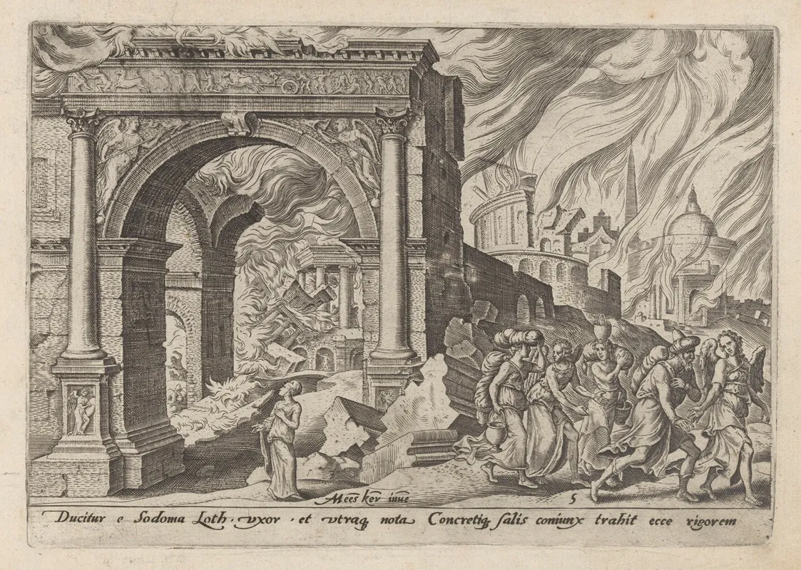 Lot And His Family Leaving The Burning Sodom