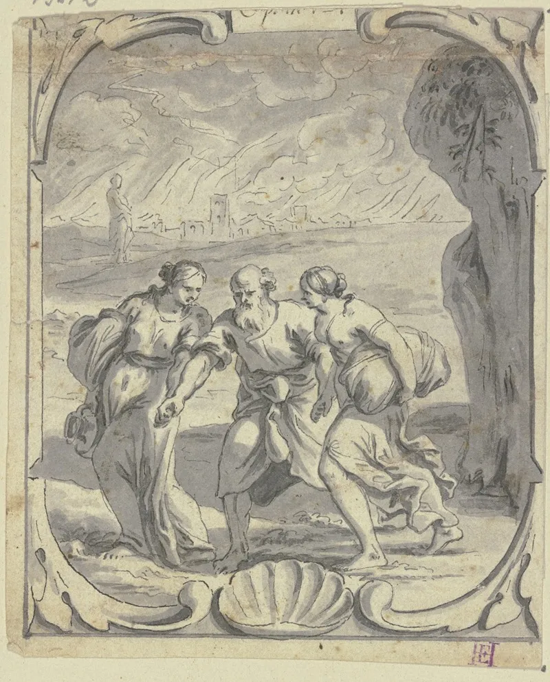 Lot Flieht Mit Seinen Tochtern Aus Sodom Wall Art by Johann Jakob von Sandrart - High-Resolution Digital Print