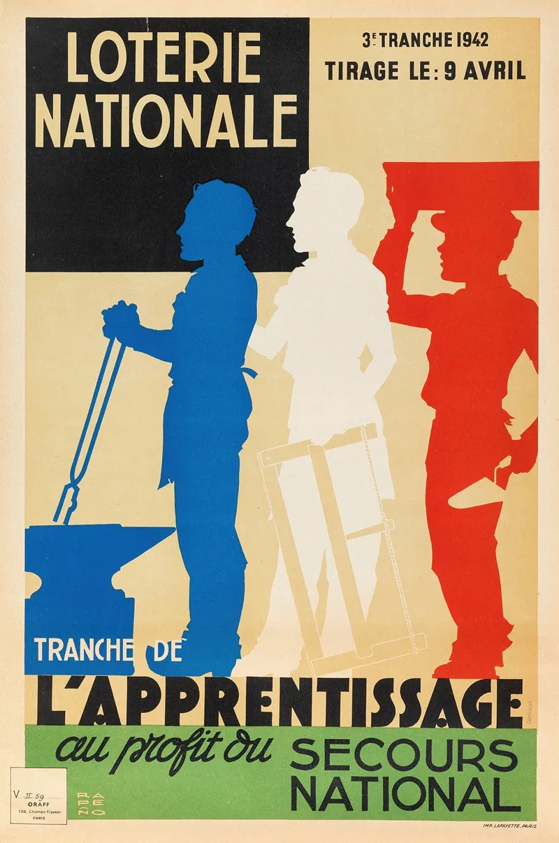 Loterie Nationale 3e Tranche 1942 Tirage Le 9 Avril Tranche De Lapprentissage Au Profit Du Secours National Wall Art by Armand Rapeno - High-Resolution Digital Print