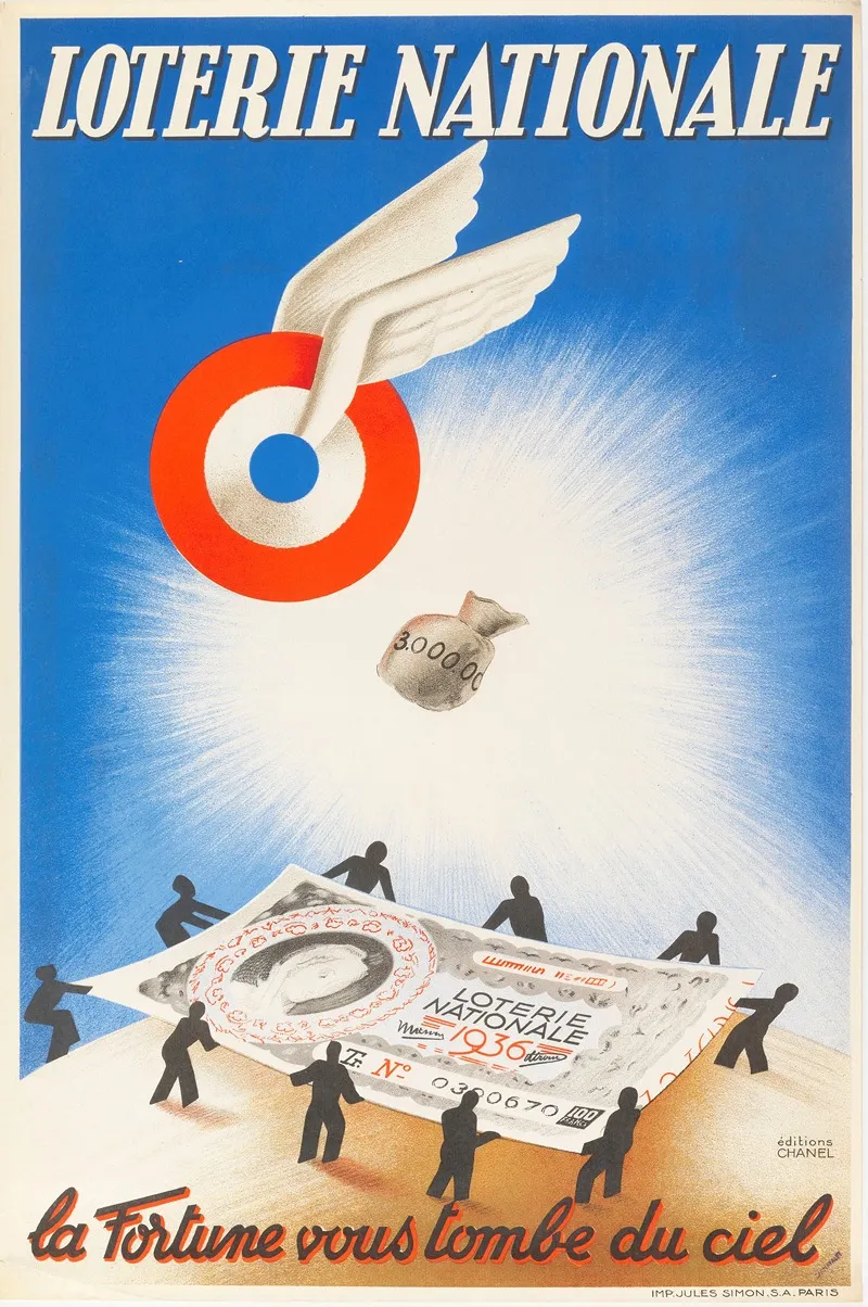 Loterie Nationale La Fortune Vous Tombe Du Ciel Wall Art by Imp. Jules Simon - High-Resolution Digital Print