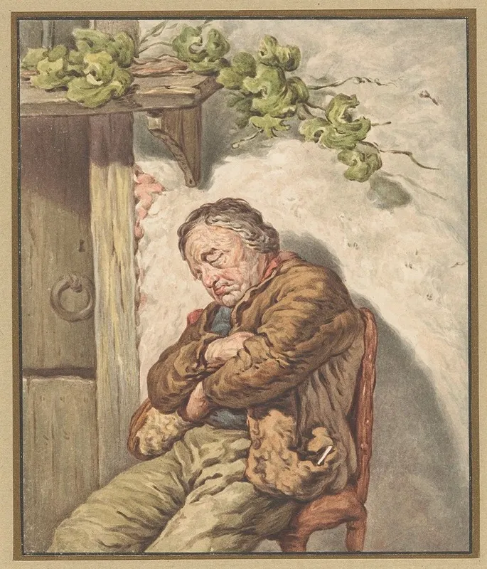 Lou De Knecht Van De Bakker Voor Het Huis Ingeslapen In Het Zonlicht Wall Art by Pieter Christoffel Wonder - High-Resolution Digital Print