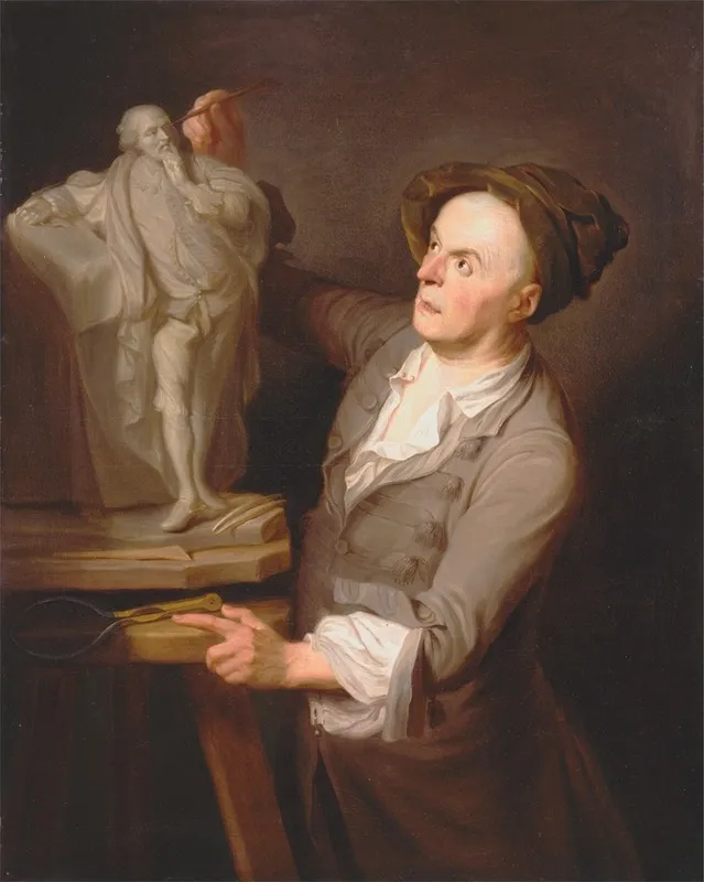 Louis Francois Roubiliac Modelling His Monument To Shakespeare Wall Art by Adrien Carpentiers - High-Resolution Digital Print