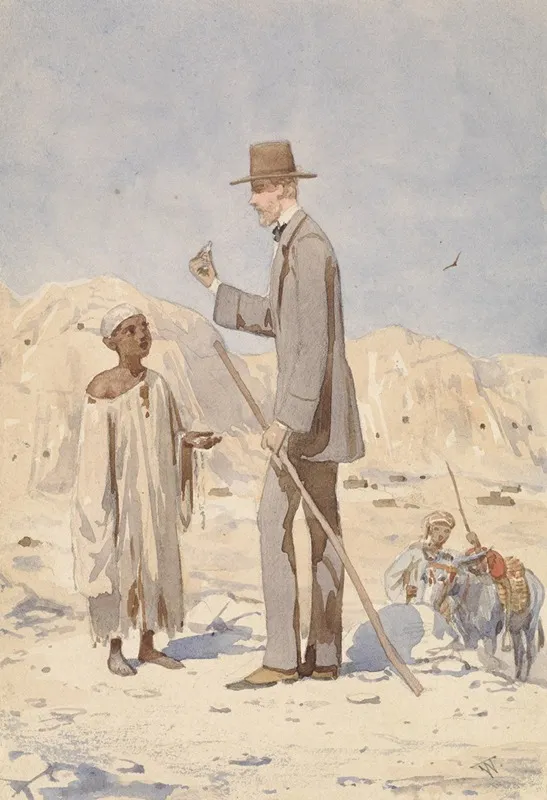 Louis Philippe Albert Dorleans Bij Een Opgraving In Egypte