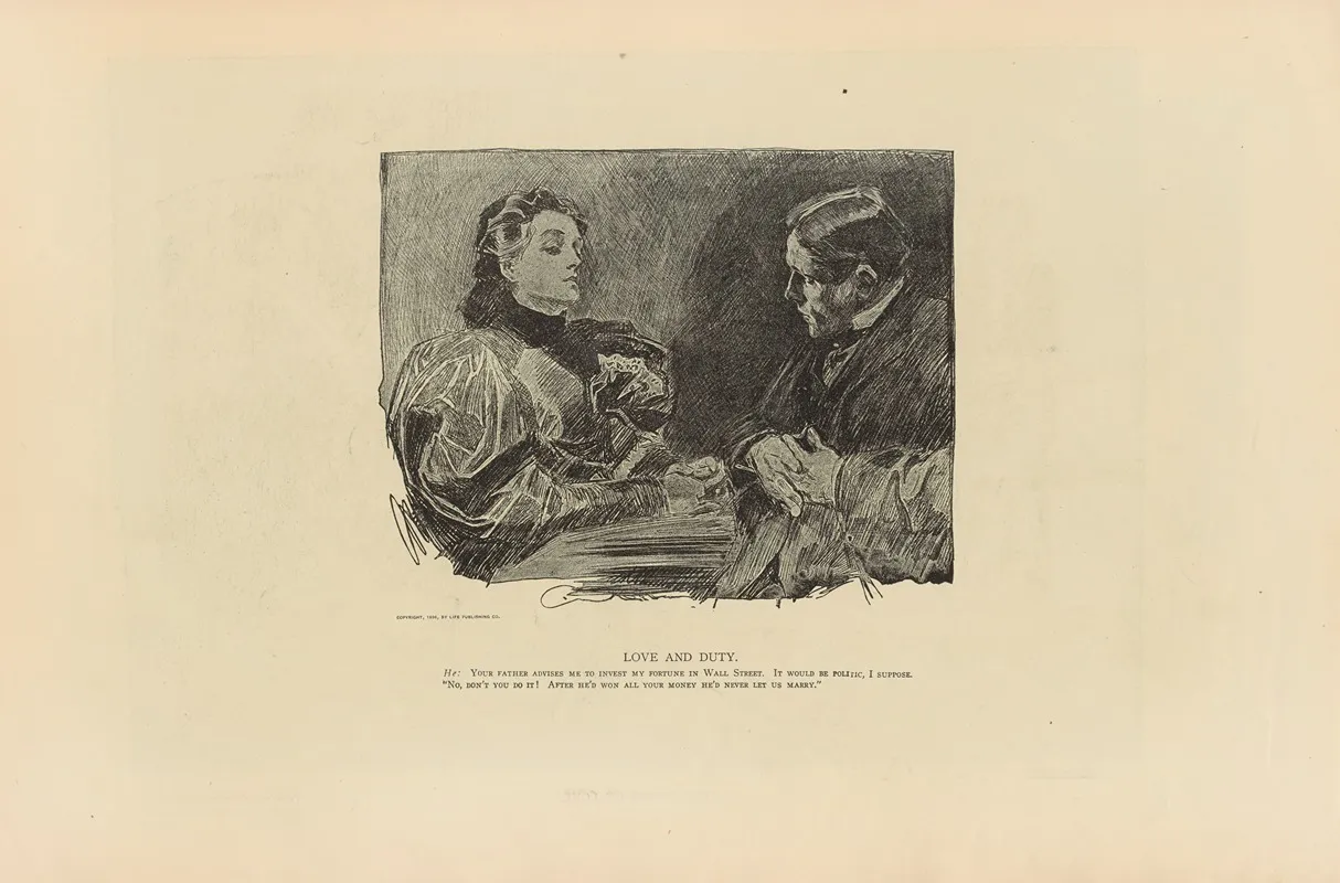 Love And Duty 2 Wall Art by Charles Dana Gibson - High-Resolution Digital Print