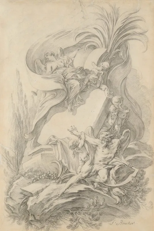 Love Staying The Hand Of Time Wall Art by François Boucher - High-Resolution Digital Print