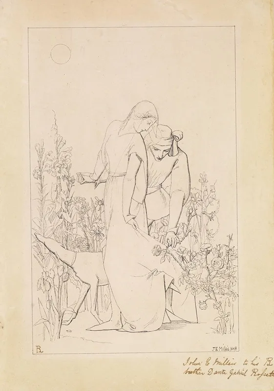 Lovers By A Rosebush Wall Art by Sir John Everett Millais - High-Resolution Digital Print