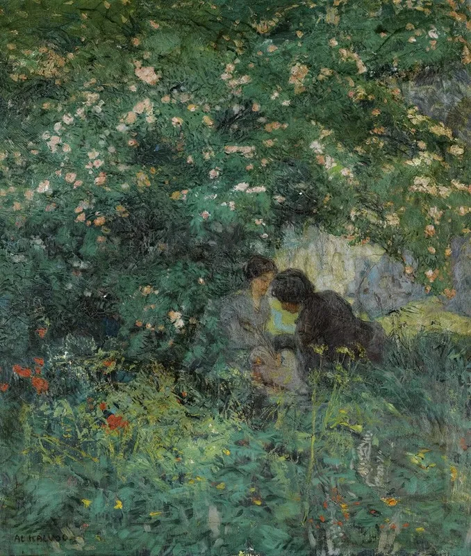 Lovers In The Grass Wall Art by Alois Kalvoda - High-Resolution Digital Print
