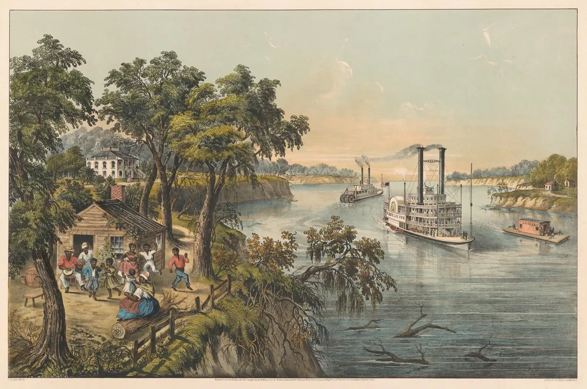Low Water In The Mississippi 2 Wall Art by James Merritt Ives - High-Resolution Digital Print