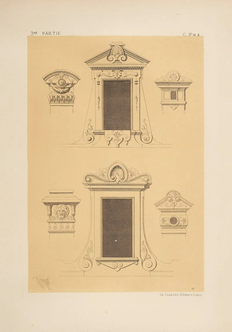 Lucarne Et Couronnement De Cheminee Genre Neo Grec 2 Wall Art by Michel Liénard - High-Resolution Digital Print