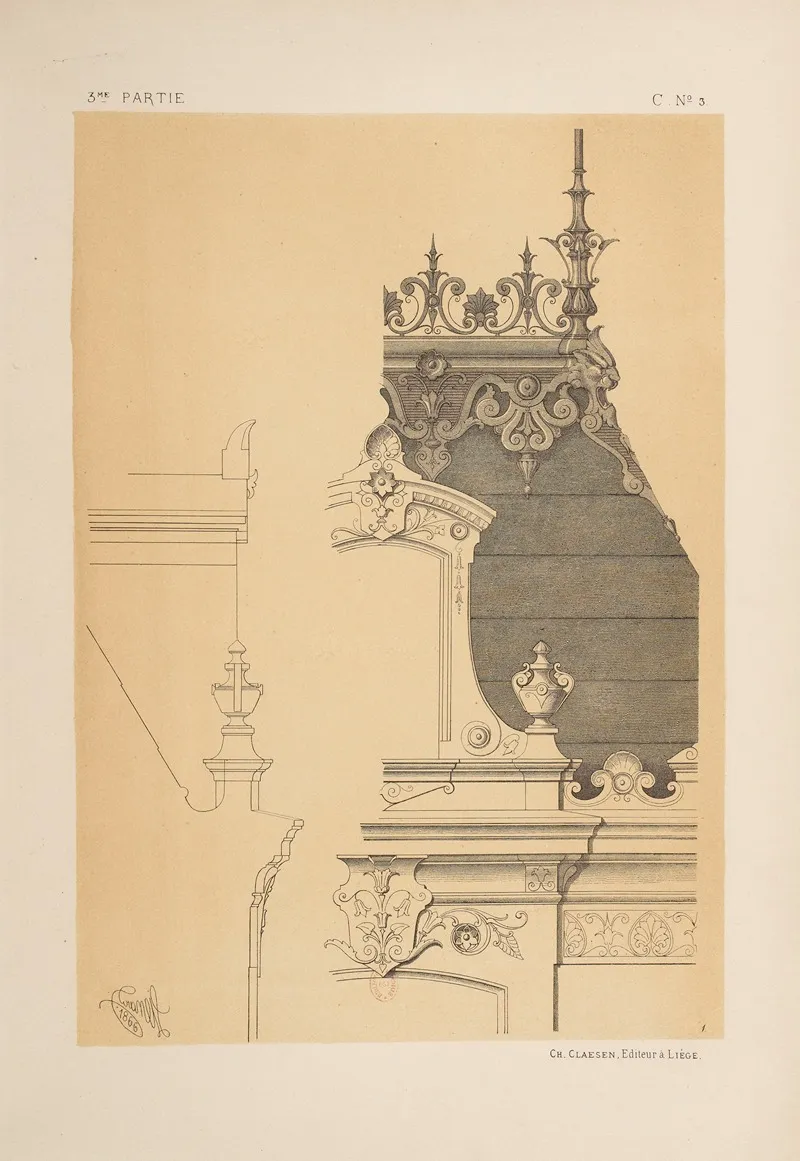 Lucarne Et Couronnement De Toiture Genre Neo Grec Wall Art by Michel Liénard - High-Resolution Digital Print