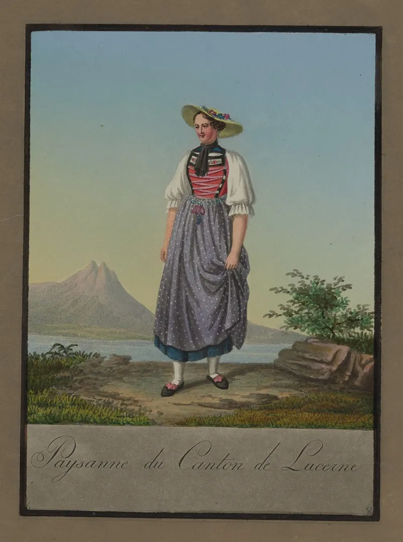 Lucerne Township Peasant Woman Wall Art by Johann Emanuel Locher - High-Resolution Digital Print