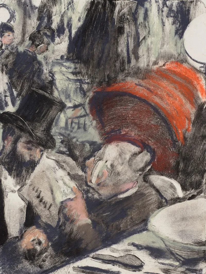 Ludovic Halevy Trouve Madame Cardinal Dans Les Loges 2 Wall Art by Edgar Degas - High-Resolution Digital Print