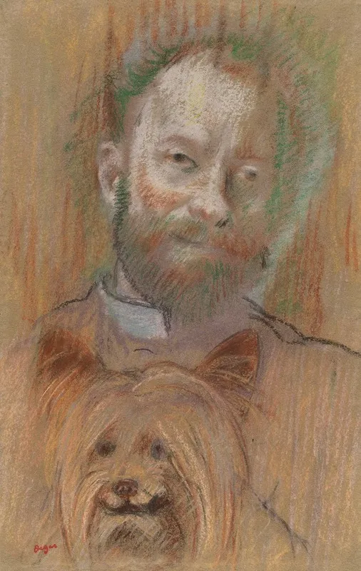 Ludovic Lepic Holding His Dog Wall Art by Edgar Degas - High-Resolution Digital Print