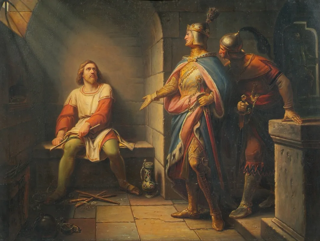 Ludwig Der Bayer Verkundet Friedrich Dem Schonen 1314 Seine Freilassung Und Bietet Ihm Die Mitregentschaft An Wall Art by Leopold Schulz - High-Resolution Digital Print