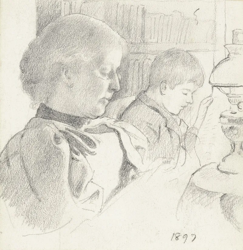 Luise Scholderer Und Victor Beim Lesen
