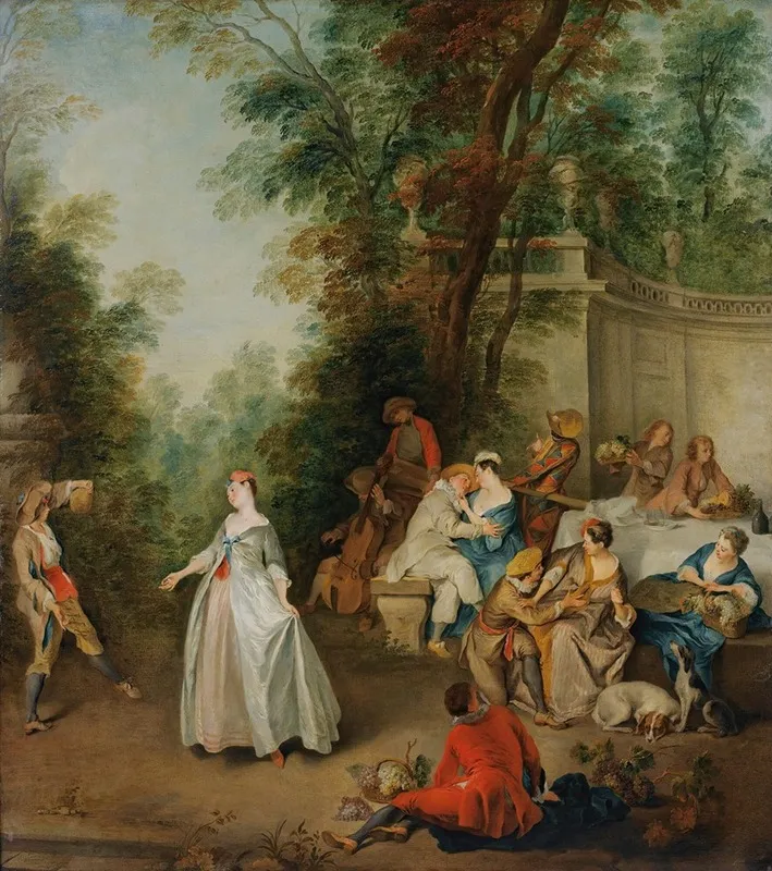 Lunch In A Park Wall Art by Studio Of Nicolas Lancret - High-Resolution Digital Print