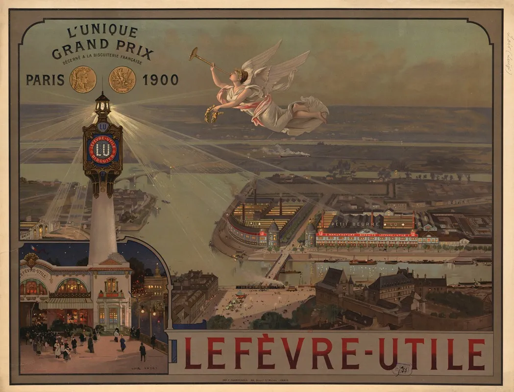 Lunique Grand Prix Decerne A La Biscuiterie Francaise Paris 1900 Biscuits Lefevre Utile Lu Wall Art by Loir Luigi - High-Resolution Digital Print
