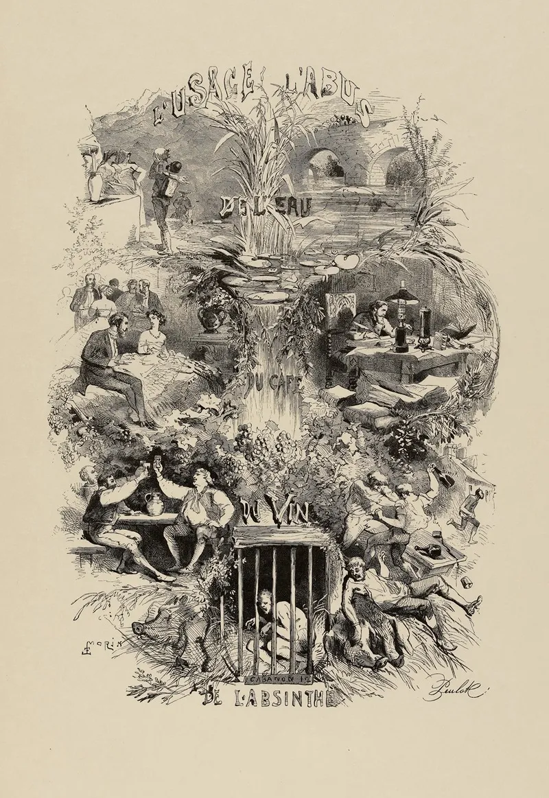 Lusage Et Labus De Leau Du Cafe Du Vin De Labsinthe Wall Art by Edmond Morin - High-Resolution Digital Print