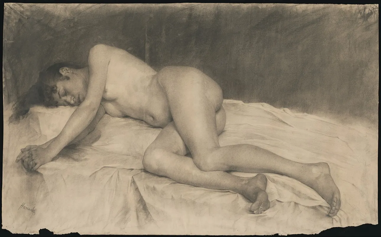 Lying Female Nude 2 Wall Art by Jozef Hanula - High-Resolution Digital Print