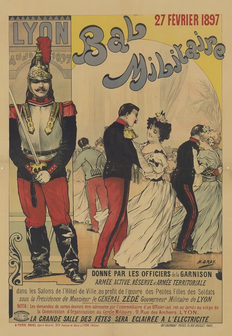 Lyon Bal Militaire Wall Art by Henri Boulanger Gray - High-Resolution Digital Print