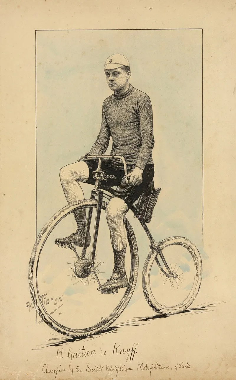 M Gaetan De Knyff Champion Of The Societe Velocipedique Metropolitaine Of Paris Wall Art by Charles Tichon - High-Resolution Digital Print