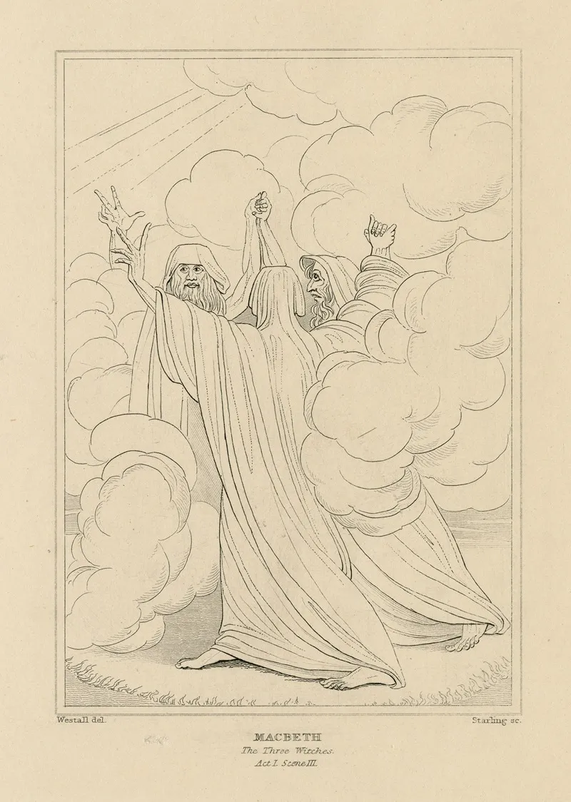 Macbeth Act 1 Scene 3 The Three Witches Wall Art by William Francis Starling - High-Resolution Digital Print