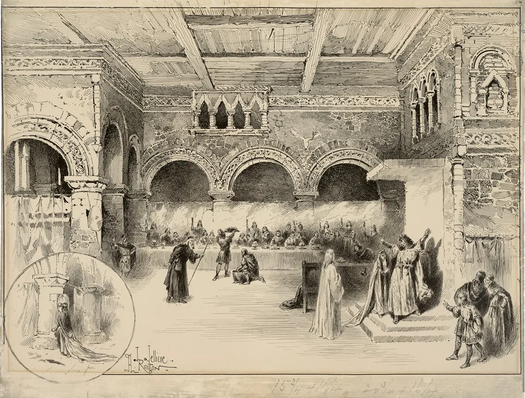 Macbeth Banquet Scene Lyceum Theatre February 2 1889 Sir Henry Irving As Macbeth Ellen Terry As Lady Macbeth Wall Art by John Jellicoe - High-Resolution Digital Print