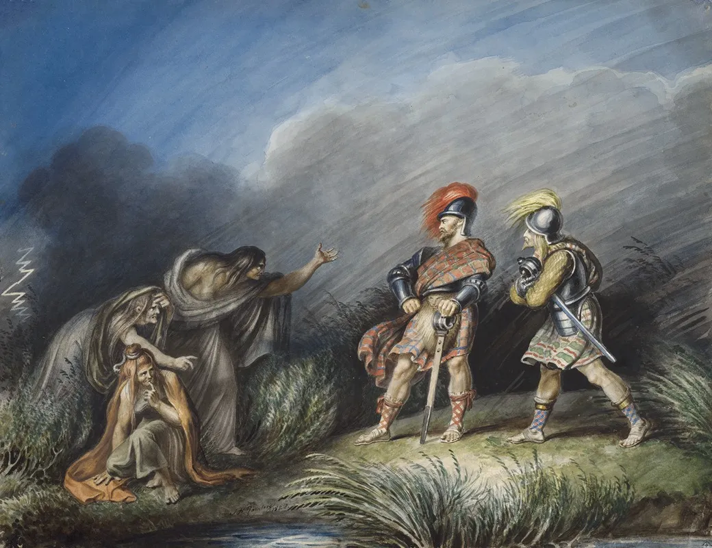 Macbeth I 3 Macbeth Banquo On The Heath Wall Art by Johann Heinrich Ramberg - High-Resolution Digital Print