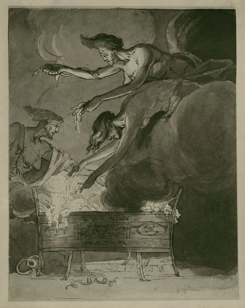 Macbeth The Three Witches Hovering Over The Cauldron In The Cave