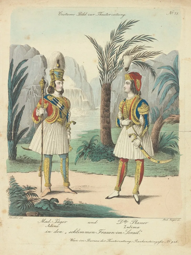 Mad Tager Adina Und Dlle Planer Zulima In Den Schlimmen Frauen Im Serail Wall Art by Johann Christian Schoeller - High-Resolution Digital Print