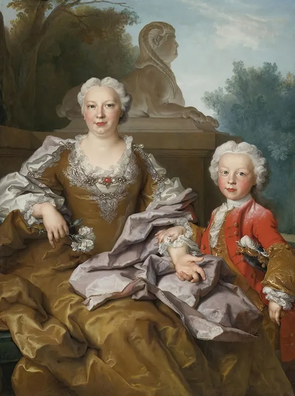 Madame Bertin And Her Son Balthazar Bruno Wall Art by Nicolas de Largillière - High-Resolution Digital Print